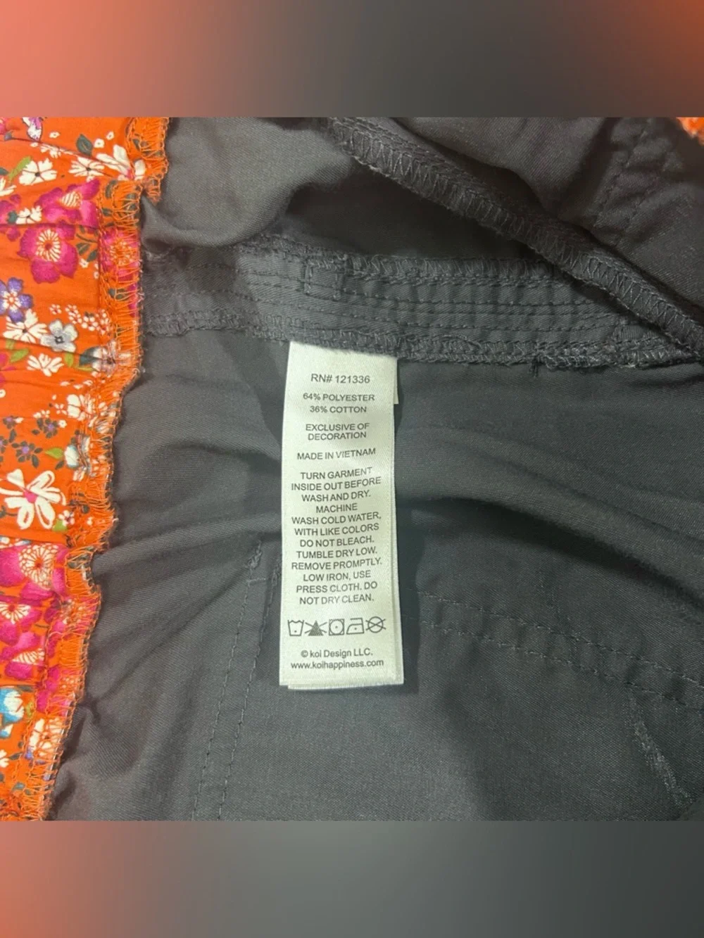 Koi Womens XL Scrub Jogger Cargo Pants Drawcord Nurse Uniform Gray - Picture 8 of 8